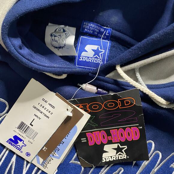 NWT Vintage Georgetown University Hoyas Starter Duo Hood Hoodie Sweatshirt Large - Picture 5 of 7